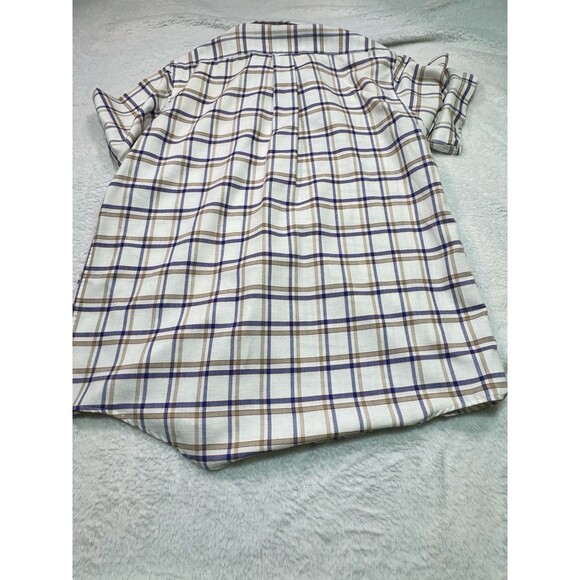Vintage Sears Sport Shirt Blue Brown Check SS Button Down M Poly Cotton Exc Cond - Picture 9 of 9